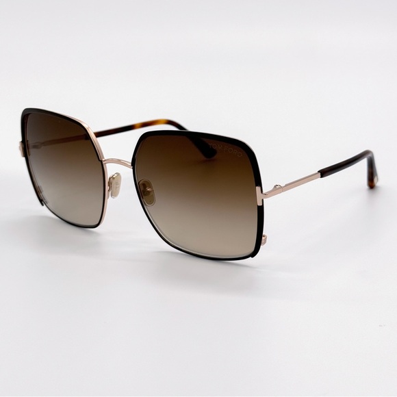 NEW TOM FORD RAPHAELA TF1006 48F WOMEN SUNGLASSES FT1006/S GOLD BROWN - Picture 3 of 9